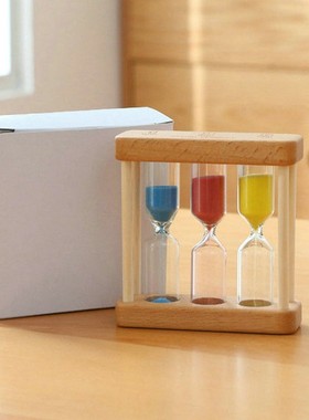 沙漏三合一时间计时器1/3/5分钟流沙小摆件创意个性木质简约闹钟
