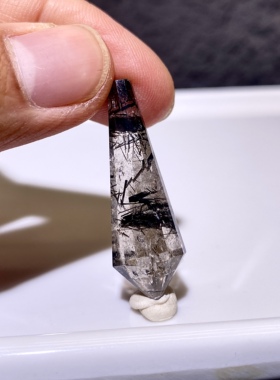 天然水晶吊坠 黑发晶灵摆吊坠套链 水晶挂件 毛衣链项链 一物一图
