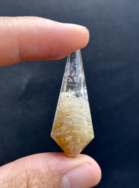 天然水晶 黄白幽灵灵摆吊坠套链 水晶挂件 毛衣链项链 一物一图