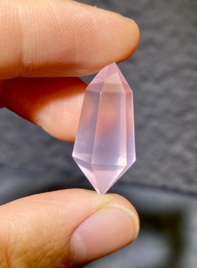 天然水晶 粉水晶双尖沃格尔灵摆吊坠套链 水晶挂件 毛衣链 项链