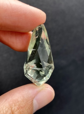 天然水晶 绿水晶指纹阿赛天使之泪灵摆吊坠 水滴刻面吊坠 项链