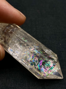天然爆闪双尖白水晶彩虹阿赛沃格尔水晶灵摆吊坠 挂件 毛衣链项链