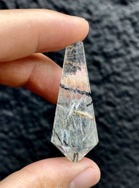 天然水晶吊坠 黑发晶灵摆吊坠套链 水晶挂件 毛衣链项链 一物一图