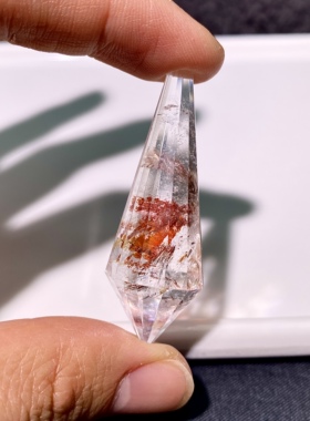 天然水晶 锦鲤红胶花灵摆吊坠套链 水晶挂件 毛衣链项链 一物一图