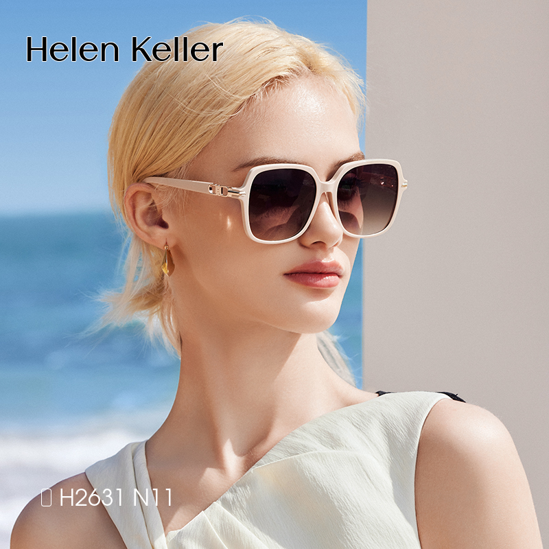 海伦凯勒2024年新款优雅摩登大方框防紫外线墨镜女H2631&H2632 - 图0