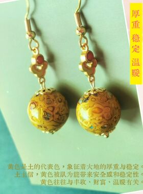 大漆珠耳环漆器工艺民族风国风女式耳坠中国红配饰品耳饰