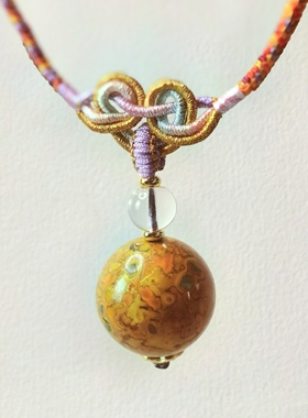 天然大漆珠2.0cm挂坠九紫离火项链悟空结小叶子纯手工编织