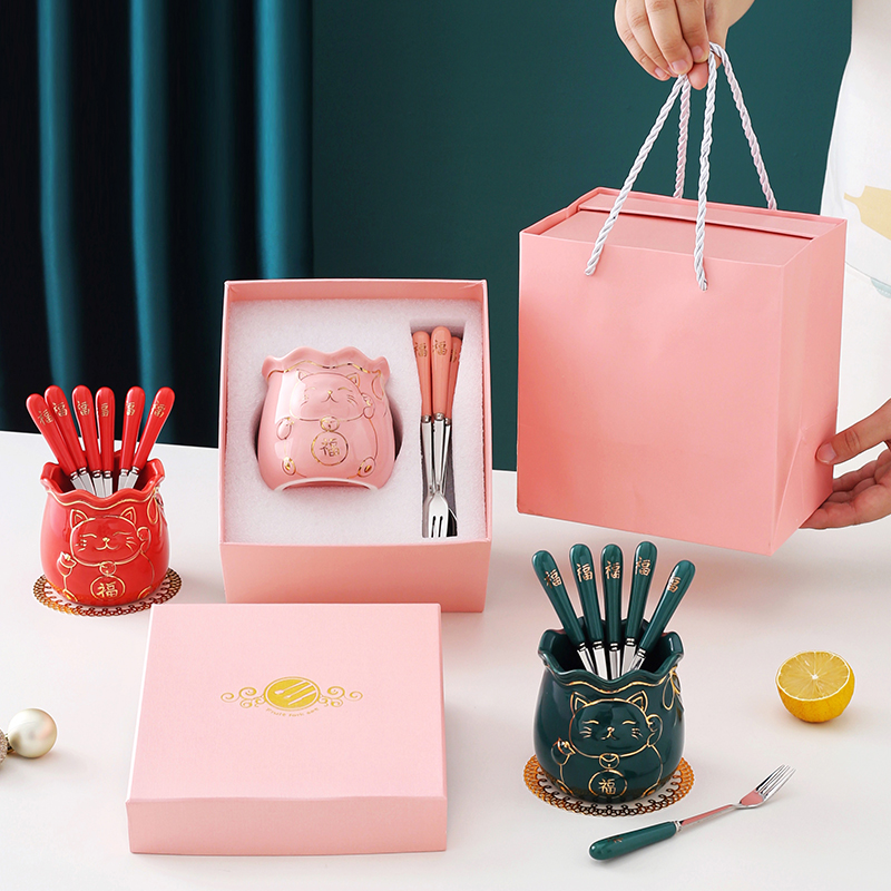 304不锈钢水果叉套装高端家用蛋糕叉甜品勺收纳罐创意小叉勺 福猫 - 图2