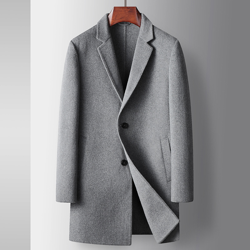 2025秋冬季新款型男轻奢港风显瘦大衣中长款羊毛风衣商务毛呢外套 - 图1