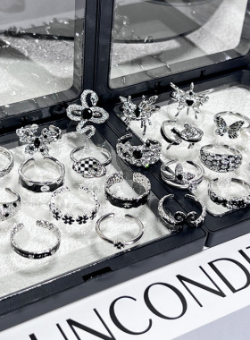 暗黑风个性朋克黑色滴釉时尚戒指无性别风简约小众嘻哈冷淡风指环