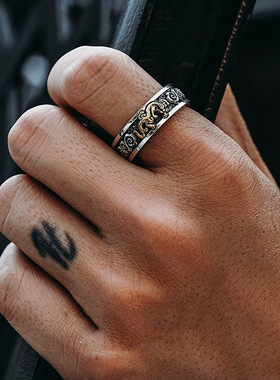 复古貔貅戒指男潮个性民族风分金食指戒时尚百搭仿泰银开口指环