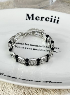 复古民族风花纹手链女新中式串珠拼接手串古风个性气质百搭手饰潮