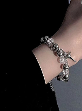 冷淡风冰裂珠拼接手链女ins小众设计男潮中性风情侣星芒串珠手饰