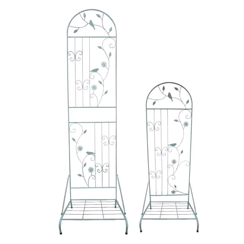 2.1米带底座落地式爬藤架欧式铁艺做旧屏风花幕月季铁线莲攀爬架-图3