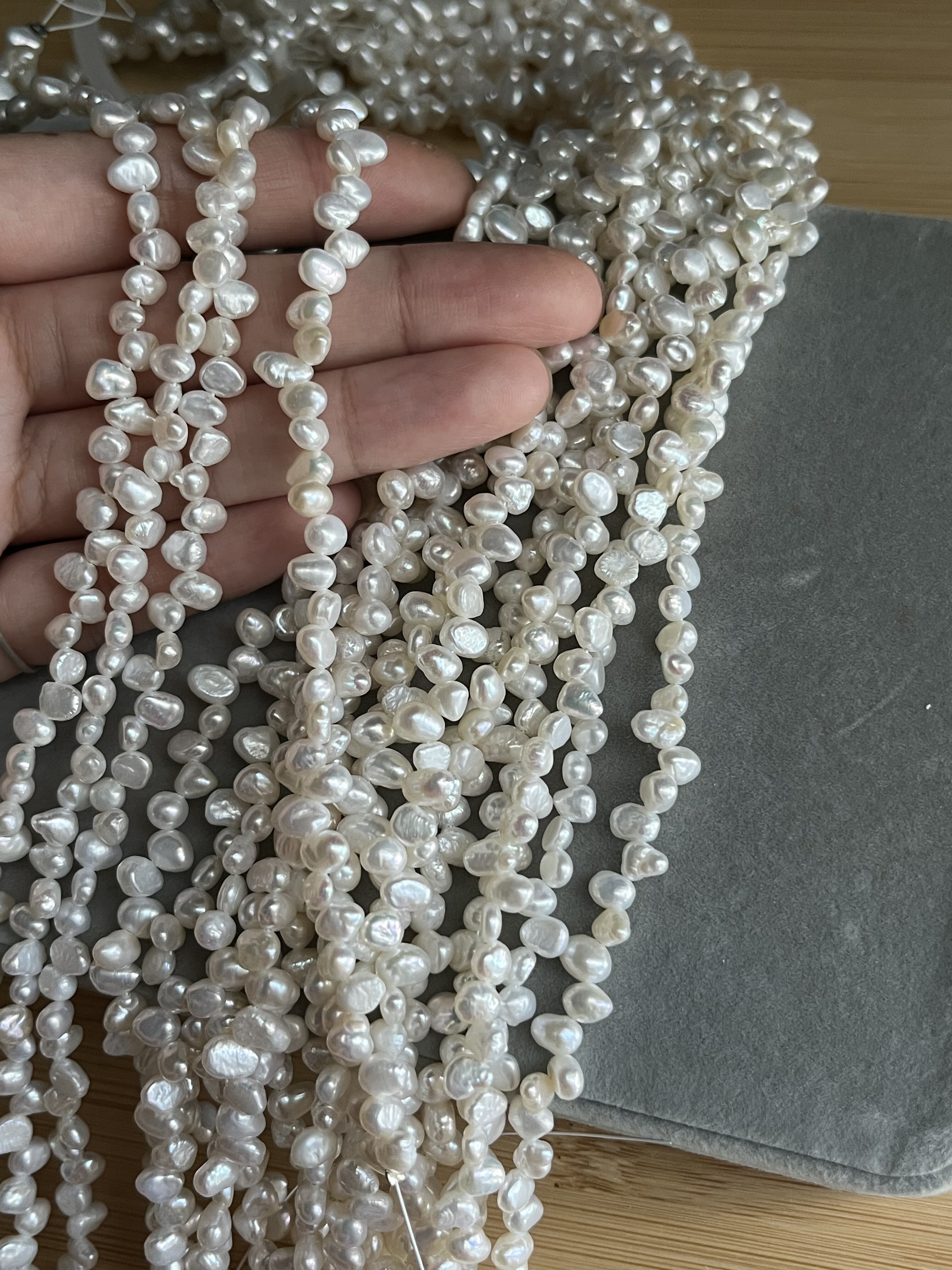 超好看的！强光天然3-4mm无核碎银子三七孔蕾丝半成品diy项链配件,淘宝优惠券,粉丝福利购,淘宝优惠卷