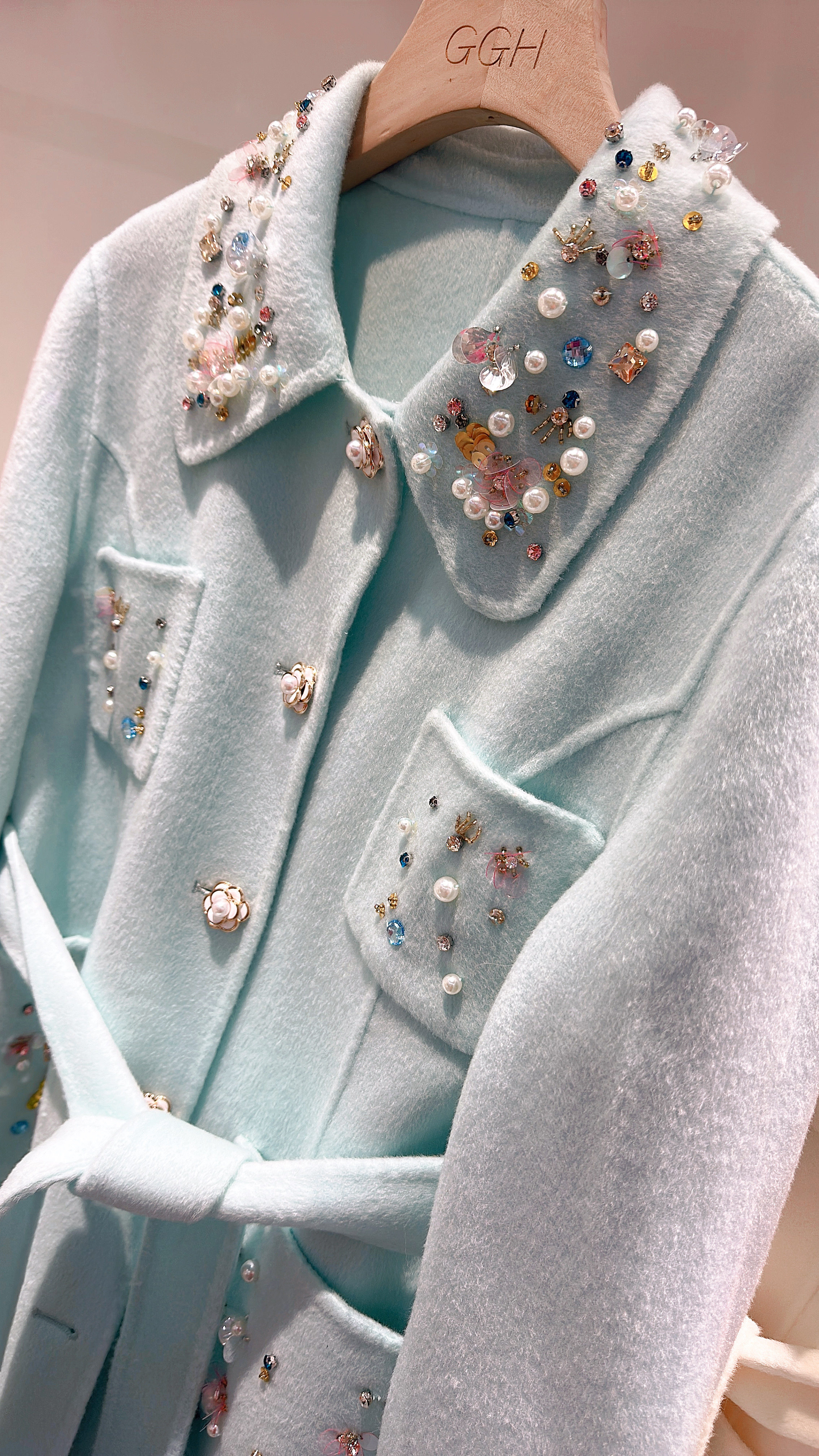 2025新款显瘦毛呢外套女宽松呢子大衣狐狸毛袖口重工钉珠100%羊毛,淘宝优惠券,粉丝福利购,淘宝优惠卷