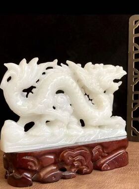 天然玉石龙摆件客厅玄关送礼