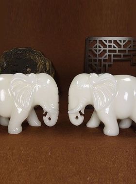 阿富汗白玉象摆件家居客厅玄关酒柜商务店铺开业招财聚财摆件礼品