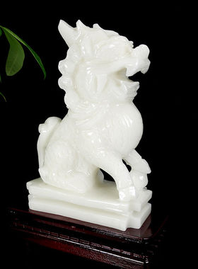天然汉白玉麒麟摆件招财客厅