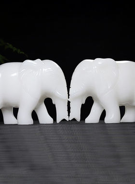 天然阿富汗白玉大象摆件招财客厅玄关吸水象商铺开业家居玉石饰品