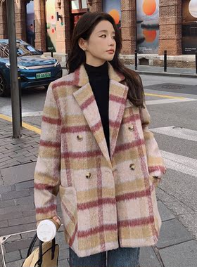 潮牌短款羽绒内胆毛呢外套女冬季