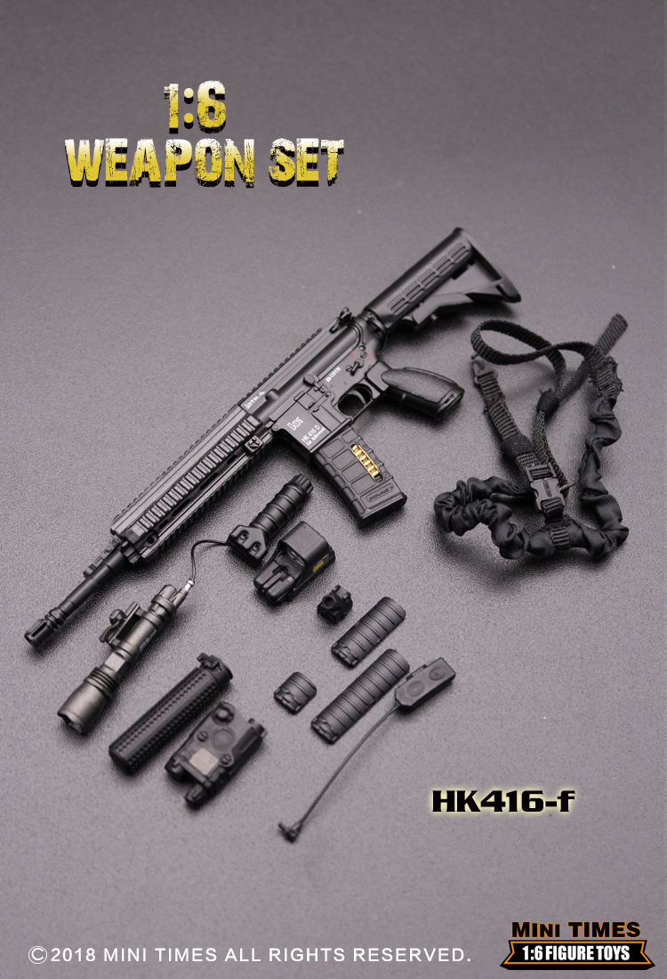 MINITIMES 1/6兵人模型特种部队武器玩具配件HK416现代微缩机枪 - 图1