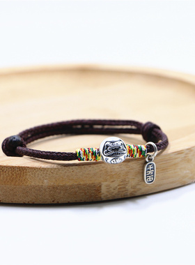 925纯银达摩手链编织复古民族风