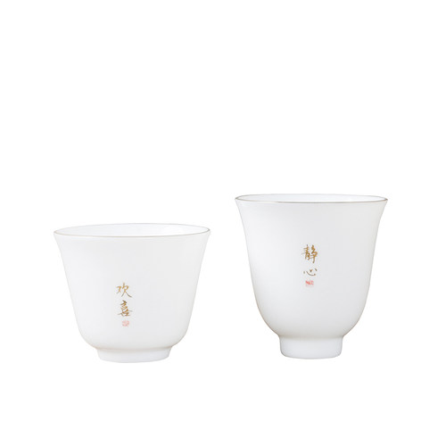 德化白瓷陶瓷功夫小茶杯 手写主人杯薄胎甜白釉 单杯品茗杯茶盏杯 - 图3