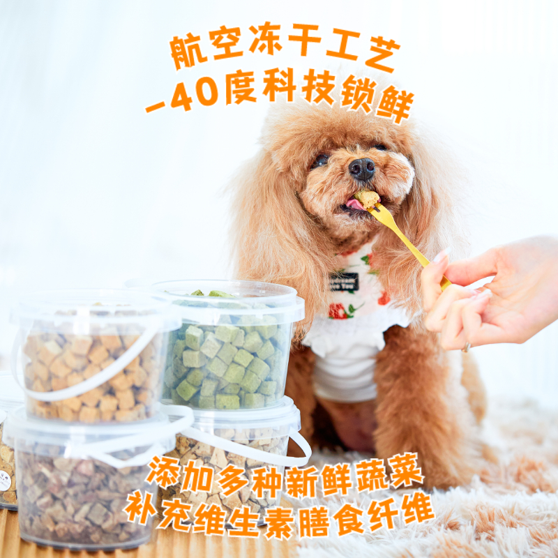 冻干狗狗零食桶牛肉粒牛肝粒蔬菜拌粮训狗泰迪小型犬幼犬狗粮伴侣 - 图0