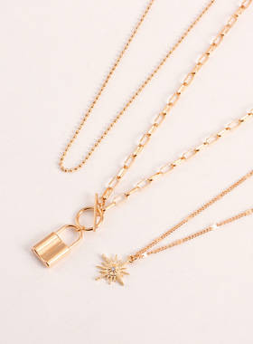 多层次锁骨链OT扣合金材质