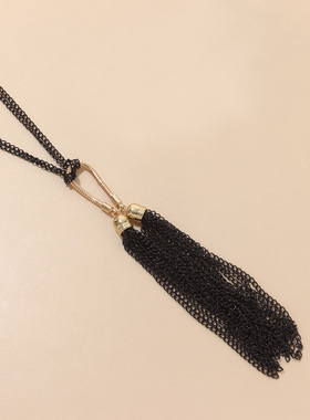 合金流苏打结长款挂件配饰毛衣链