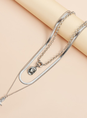 遍蛇骨链配搭粗细冷感链条项链