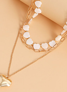 三层叠戴多种戴法心形贝壳