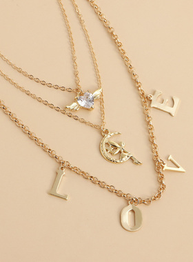 Norns合金男女三层叠戴项链