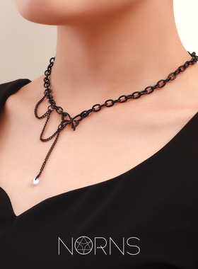 黑色金属简约设计感链条项链