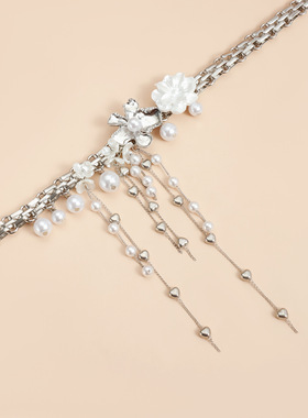 Norns欧美花式华丽法式小清新珠链流苏花朵仙女仙子项链锁骨链