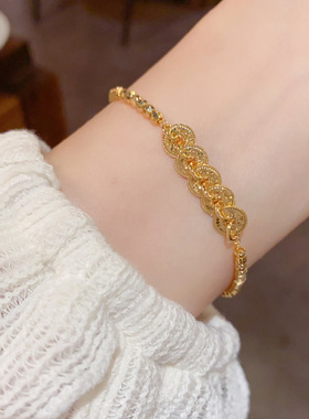 新中式时尚简约碎碎冰五帝钱币手链小众气质独特设计感超闪手饰品