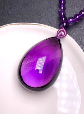 天然巴西紫水晶大颗粒水滴吊坠，尺寸39.25.21mm 水滴重约29g