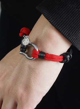road原创品牌潮流钛钢皮革手链