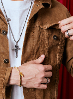 ROADLATIVE鱼骨骷嘻哈钛钢项链