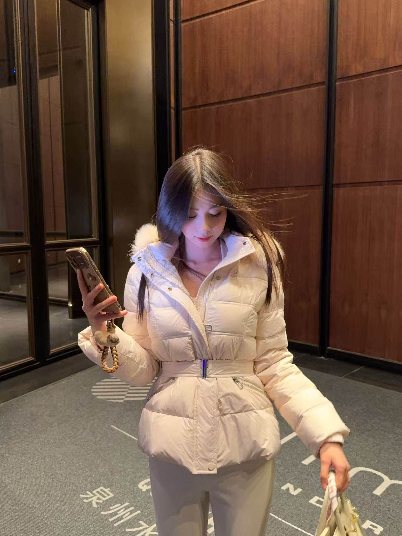 green大姐姐【韩女粉色羽绒服】收腰显瘦短连帽鸭绒外套狐狸毛领,淘宝优惠券,粉丝福利购,淘宝优惠卷