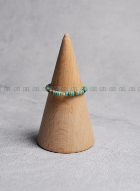 Ciel原创天然多色原矿绿松石戒指2.5mm切片盘珠指环尾戒波西米亚