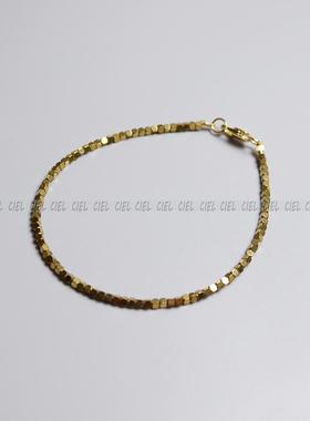 天然1.5mm叠戴方块珠脚链原创