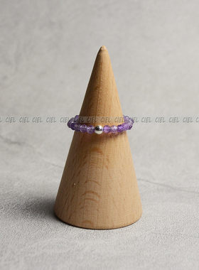 Ciel原创手工天然紫水晶戒指切面2mm极细指环关节戒尾戒二月生石