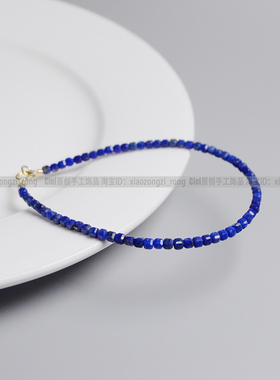 Ciel原创天然青金石小方块细手链