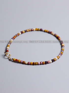 天然蛋黄石手链2.5mm方糖珠极细