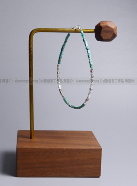 天然绿松石迷你手链极细925纯银