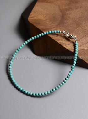 天然复古色绿松石手链极细2mm