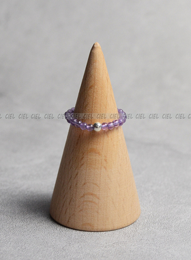 Ciel原创天然透体紫水晶戒指极细2mm指环关节戒尾戒女二月生辰石