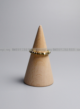 Ciel原创手工天然黑胆石戒指金色